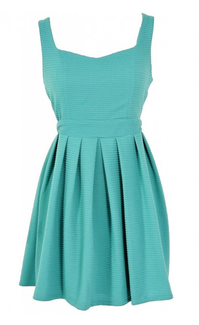 Teal My Heart Open Back Fit and Flare Dress